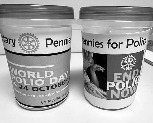 Coffeyville Rotary will be placing End Polio collection containers around town this month. | Courtesy Photo